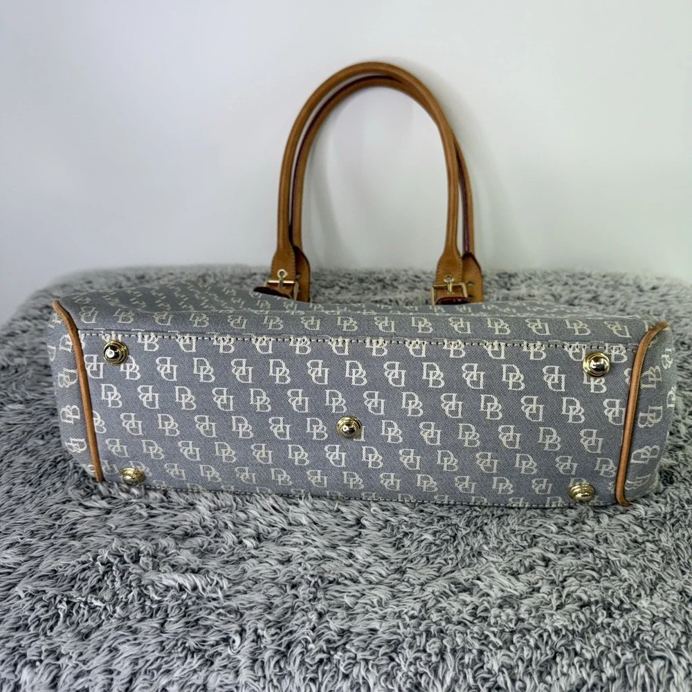 Dooney & Bourke Purse Canvas with Leather Trim Double Handle (Needs Zipper Pull)